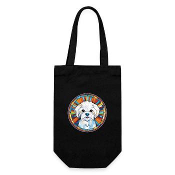 Malteser Hund Rasse Bunte Aquarell Illustration - Geschenkbeutel für Flaschen - Schwarz - Vorne