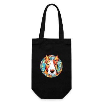 Miniatur Bullterrier Hunderasse Aquarellglas - Geschenkbeutel für Flaschen - Schwarz - Vorne