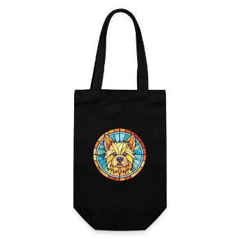 Norwich Terrier Dog Breed Watercolor Illustration - Gift Bag for Bottles - black - Front