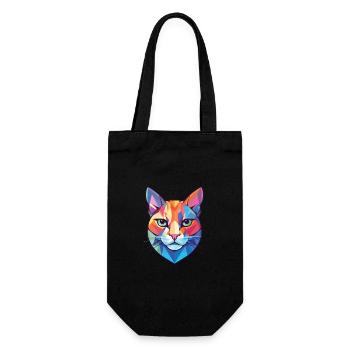 American Shorthair Cat Dessin animé aquarelle coloré - Sac à bouteille - noir - Devant