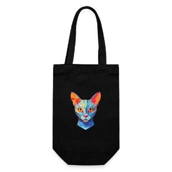 Russische blaue Katze bunte Aquarell-Illustration - Geschenkbeutel für Flaschen - Schwarz - Vorne