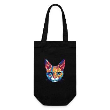 Pixie Bob Cat Colorful Watercolor Pet Illustration - Gift Bag for Bottles - black - Front