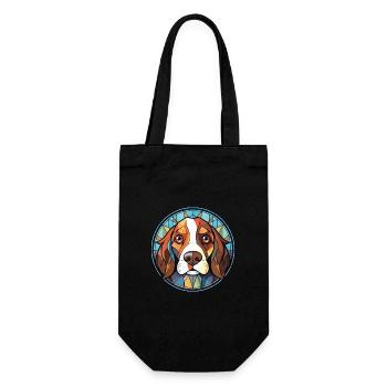 Ariegeois race chien aquarelle verre illustration - Sac à bouteille - noir - Devant