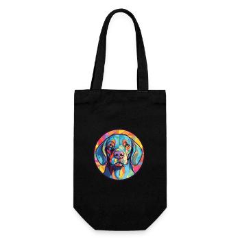 Hunderasse Bunte Aquarell Illustration - Geschenkbeutel für Flaschen - Schwarz - Vorne