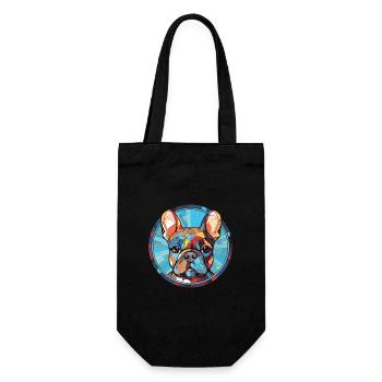Bouledogue Français chien race aquarelle Illustration - Sac à bouteille - noir - Devant