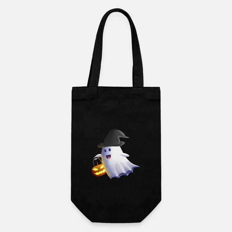 Ghost with Witch Hat and Jack-o'-Lantern - Gift Bag for Bottles - black