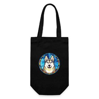 Husky chien race coloré aquarelle Illustration - Sac à bouteille - noir - Devant