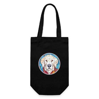 Kuvasz Hunderasse bunte Aquarell-Illustration - Geschenkbeutel für Flaschen - Schwarz - Vorne