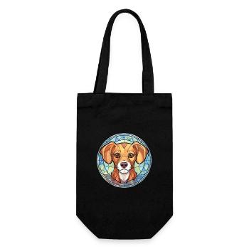 Kromfohrlander Dog Breed Watercolor Illustration - Gift Bag for Bottles - black - Front