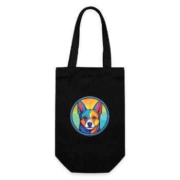 Norrbottenspets Hunderasse Aquarell Illustration - Geschenkbeutel für Flaschen - Schwarz - Vorne