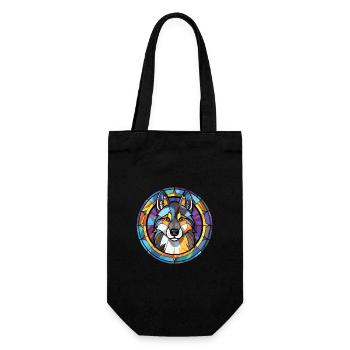 Illustration à l’aquarelle de race de chien Husky sibérien - Sac à bouteille - noir - Devant