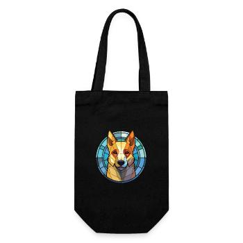 Jindo Dog Breed Colorful Watercolor Illustration - Gift Bag for Bottles - black - Front