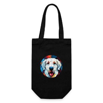 Kuvasz Hunderasse bunte Aquarell-Illustration - Geschenkbeutel für Flaschen - Schwarz - Vorne