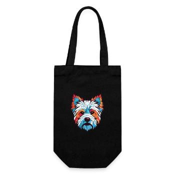 West Highland Terrier Hunderasse Aquarellglas - Geschenkbeutel für Flaschen - Schwarz - Vorne