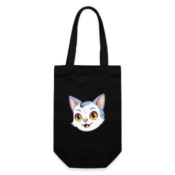 European Shorthair Cat Cartoon Watercolor Clipart - Gift Bag for Bottles - black - Front