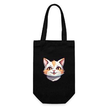 Hauskatze Cartoon Aquarell Illustration - Geschenkbeutel für Flaschen - Schwarz - Vorne