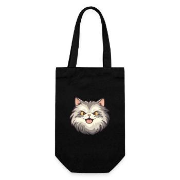 Sibirische Katze Karikatur Aquarell Illustration - Geschenkbeutel für Flaschen - Schwarz - Vorne