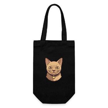 Burmesische Katze Cartoon Aquarell Illustration - Geschenkbeutel für Flaschen - Schwarz - Vorne