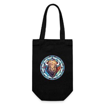 Bison Colorful Watercolor Animal Pet Illustration - Gift Bag for Bottles - black - Front