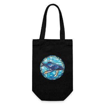 Blue Whale Colorful Watercolor Animal Illustration - Gift Bag for Bottles - black - Front