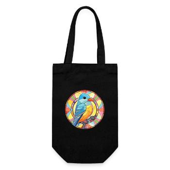 Vogel buntes Aquarell Tier Haustier Illustration - Geschenkbeutel für Flaschen - Schwarz - Vorne