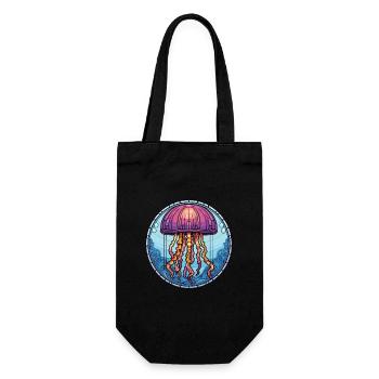 Jellyfish Colorful Watercolor Animal Illustration - Gift Bag for Bottles - black - Front