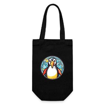 Penguin Colorful Watercolor Animal Illustration - Gift Bag for Bottles - black - Front
