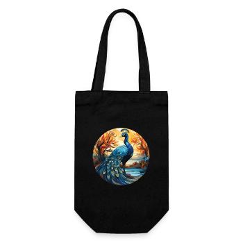 Peacock Colorful Watercolor Animal Illustration - Gift Bag for Bottles - black - Front