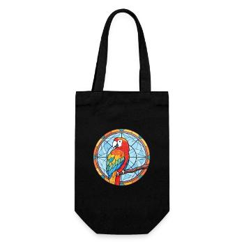 Papagei, Buntes, Aquarell, Tier, Haustier, Illustration - Geschenkbeutel für Flaschen - Schwarz - Vorne