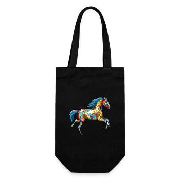 Horse Running Gallop Colorful Watercolor Animal - Gift Bag for Bottles - black - Front