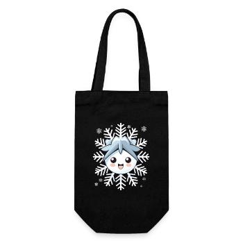 Süße Lustige Schneeflocke Winter Kawaii Geschenk - Geschenkbeutel für Flaschen - Schwarz - Vorne