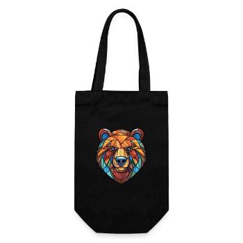 Bär buntes Aquarell Tier Haustier Illustration - Geschenkbeutel für Flaschen - Schwarz - Vorne