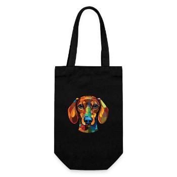 Dackelhund Buntes Aquarell Tier Cartoon - Geschenkbeutel für Flaschen - Schwarz - Vorne