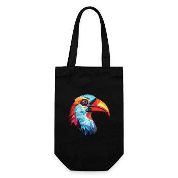 Vogel buntes Aquarell Tier Haustier Illustration - Geschenkbeutel für Flaschen - Schwarz - Vorne