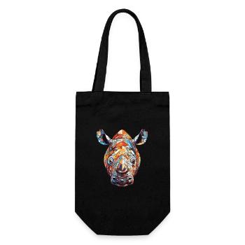 Rhinoceros Colorful Watercolor Animal Illustration - Gift Bag for Bottles - black - Front