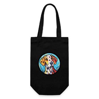 Dalmatiner Hund Buntes Aquarell Tier Karikatur - Geschenkbeutel für Flaschen - Schwarz - Vorne