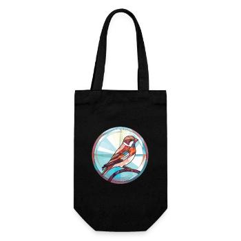 Sparrow Colorful Watercolor Animal Illustration - Gift Bag for Bottles - black - Front