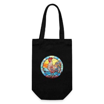 Chicken Colorful Watercolor Animal Illustration - Gift Bag for Bottles - black - Front