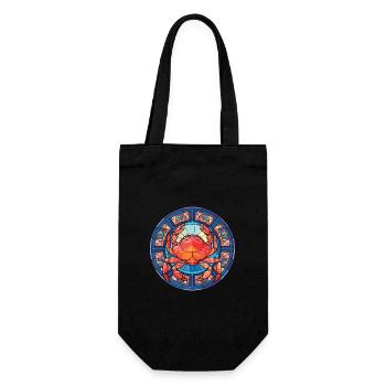 Crab Colorful Watercolor Animal Pet Illustration - Gift Bag for Bottles - black - Front