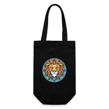 Lion Colorful Watercolor Animal Pet Illustration - Gift Bag for Bottles - black - Front