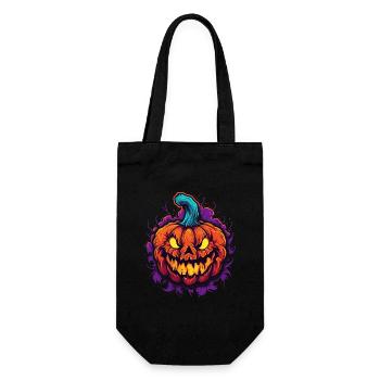 Gruseliger Bunter Halloween Kürbis - Geschenkbeutel für Flaschen - Schwarz - Vorne