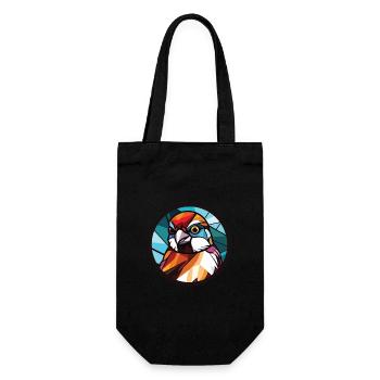 Sparrow Colorful Watercolor Animal Illustration - Gift Bag for Bottles - black - Front