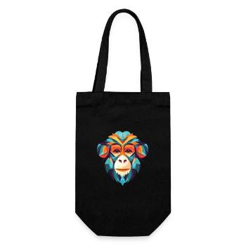Monkey Marmoset Colorful Watercolor Animal Cartoon - Gift Bag for Bottles - black - Front