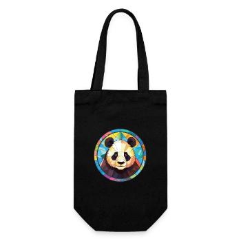 Panda Colorful Watercolor Animal Pet Illustration - Gift Bag for Bottles - black - Front