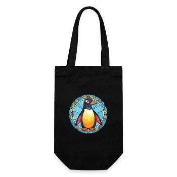 Penguin Colorful Watercolor Animal Illustration - Gift Bag for Bottles - black - Front