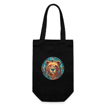 Bär buntes Aquarell Tier Haustier Illustration - Geschenkbeutel für Flaschen - Schwarz - Vorne