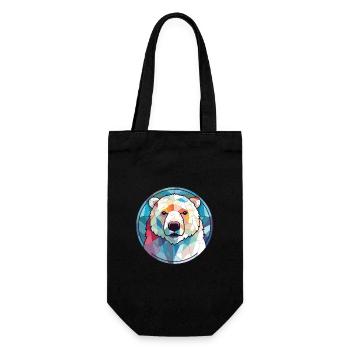 Polar Bear Colorful Watercolor Animal Illustration - Gift Bag for Bottles - black - Front