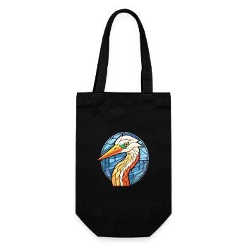 Reiher buntes Aquarell Tier Haustier Illustration - Geschenkbeutel für Flaschen - Schwarz - Vorne