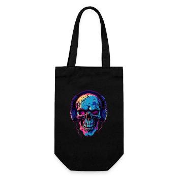 Bunter abstrakter Totenkopf mit Kopfhörer - Geschenkbeutel für Flaschen - Schwarz - Vorne