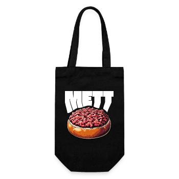 GourMETT - Design für Mettbrötchen Liebhaber - Geschenkbeutel für Flaschen - Schwarz - Vorne
